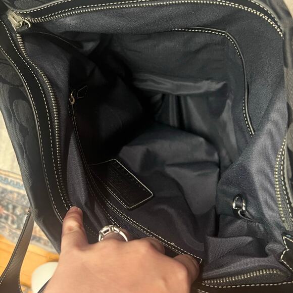 Vintage Coach Black C Logo Large Canvas Duffle Shoulder Bucket Bag y2k - Picture 9 of 10